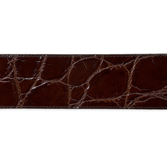 RARE Catherine Carson Bronze Medusa Buckle Brown Crocodile Belt, 33” - Picture 7 of 12